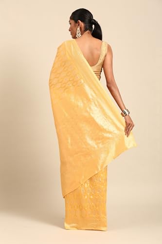 MOHEY Women's Yellow Art Silk Zari Weave Saree (YELLOW)