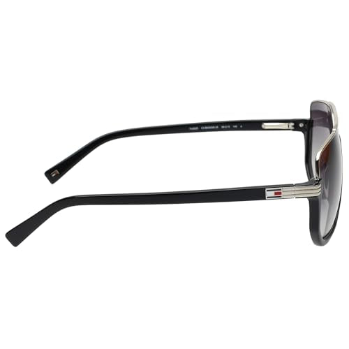 Tommy Hilfiger|Black Full-rim Frame Square Sunglasses|100% UV Protected (Uv 400) Grey Gradient Faded Lens|Men's & Women's | Large | TH 2625 C3 BKSIGR 58 S