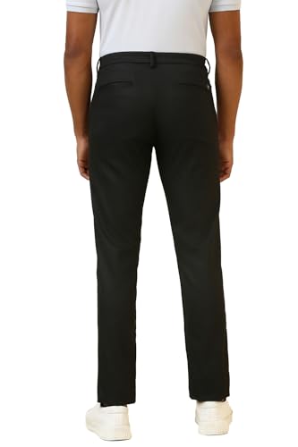 Men Black Textured Casual Trousers