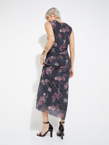 Max Alaya F x URB_N Women Floral Print Bodycon Dress (Grey_XL)