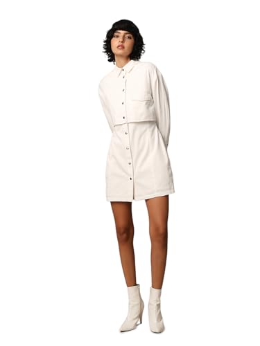 ONLY Women's Cotton Shirt Mini Dress (9008797-Cloud Dancer_Cloud