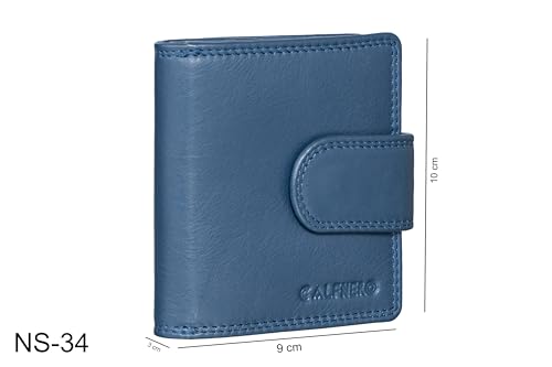 Calfnero Genuine Leather Women’s Wallet with Frame Coin Pocket | Compact Bifold with Card Slots, Cash Compartment & Snap Closure | Premium Leather Wallet (Navy)