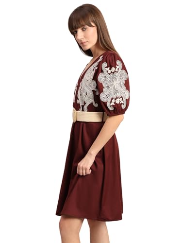 VERO MODA Women's Fit and Flare Brown Dress