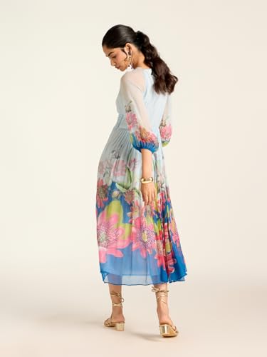 Label RITU KUMAR Blue Miley Full Sleeves Long Dress