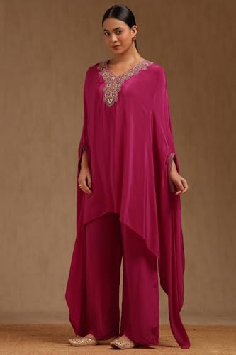 Soch Women's Crepe Kaftan Suit Set (SMUA5KS1079_Fuchsia