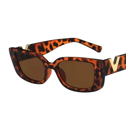Dervin UV Protected Cat Eye Retro Sunglasses, Black Frame with Gold Accents, Unisex (Brown)