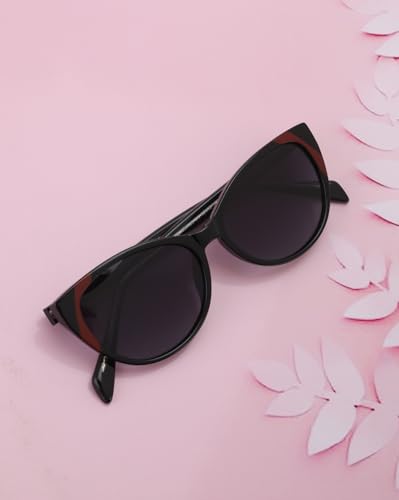 Black and Red Toned with Polarised Lens Cat Eye Sunglass for women