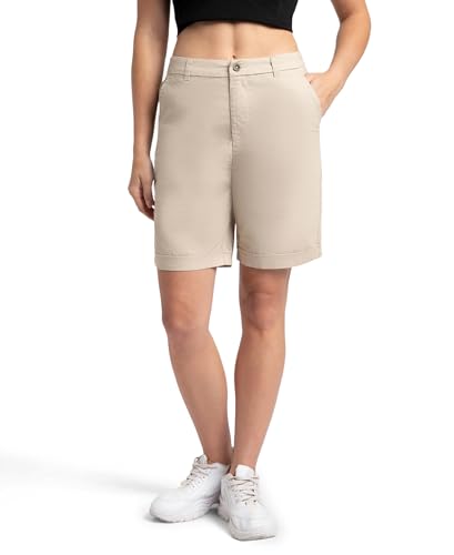 Jockey A125 Women's Super Combed Cotton Woven Twill Fabric Relaxed Fit Shorts with Convenient Side Pockets_Oxford Tan_XXL