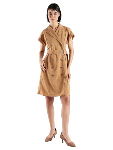 Polyester Notch Collar Shirt Dress