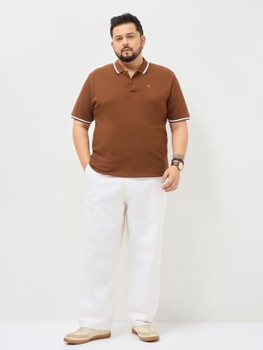 Urbano Plus Men's Chocolare Brown Solid Regular Fit Half Sleeve Cotton Polo T-Shirt (pluspolosoltipp-02-chocbrn-5xl)