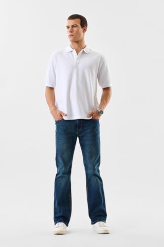 SNITCH Men Casual Jeans | Bootcut Fit with Smooth Texture & Durable Fabric | Cotton Blend & Medium Stretch for All Seasons & Everyday Comfort |Blue
