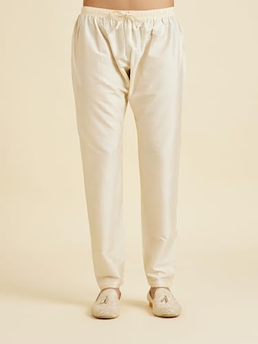 Manyavar Men's Art Silk Printed Kurta Set (Rust,L)