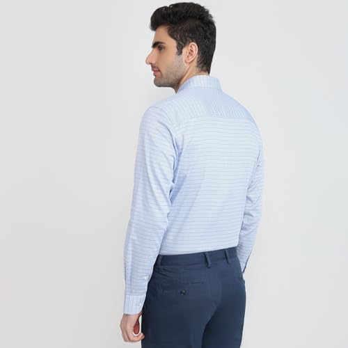 Raymond Blue Checks Pattern Men Long Sleeve Casual Shirt