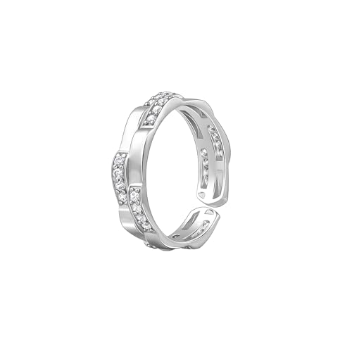 GIVA 925 Silver Zircon Studded Sparkle Ring For Him, Adjustable | Gifts for Men and Boys | With Certificate of Authenticity and 925 Stamp | 6 Months Warranty