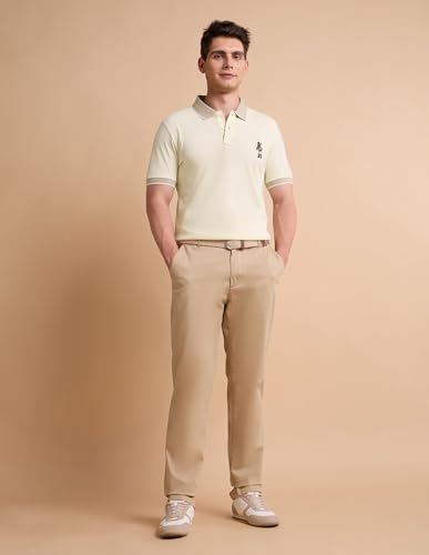 U.S. POLO ASSN. Men's Solid Pure Cotton Polo Shirt Beige