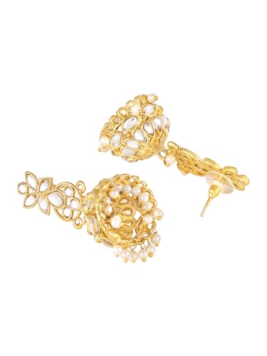 OOMPH Jewellery Kundan Jadau Ethnic Choker Necklace Set - with Jhumka Earrings & Maangtikka For Women & Girls Stylish Latest (DPSET151_Z)- For Women & Girls Stylish Latest