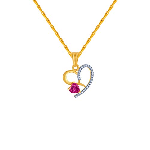 P.C. Chandra Jewellers 14k (585) Yellow Gold and American Diamond Pendant for Women