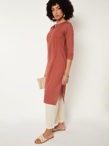 Max Women Schiffili Straight Kurta (Orange_M)