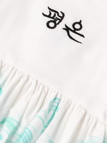 The Souled Store Serene Women and Girls Sleeveless Square Neck White and Mint Floral Print Embroidered Cotton Regular Fit Lightweight Breathable All-Season Comfortable Peplum Top