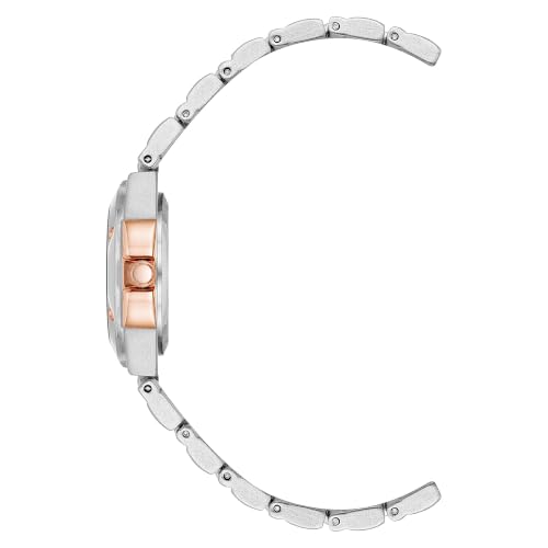 Anne Klein Women's Analog Watch, Brown Sunray Dial with Arabic Numerals, Two-Tone Rose Gold and Silver-Tone Bracelet, 10/8655BNRT