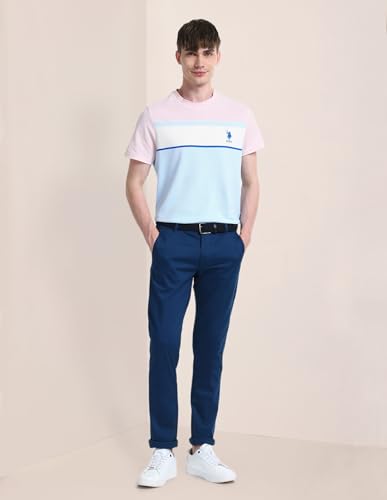 U.S.POLO ASSN. Men's Color Block Fitted T-Shirt (USTSH2022 Blue