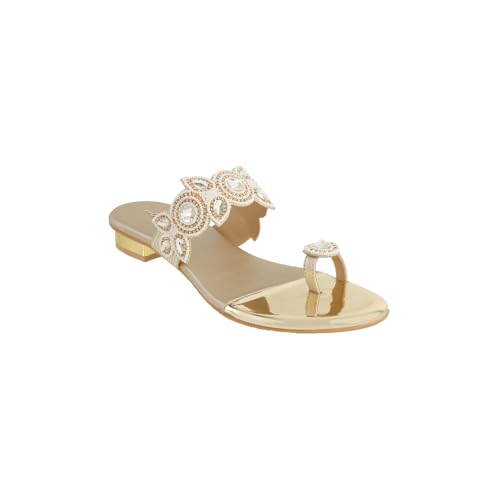 Mochi Women Off White Embellished Ethnic/Wedding Slip-on Sandal UK/8.5 EU/42 (35-1522)
