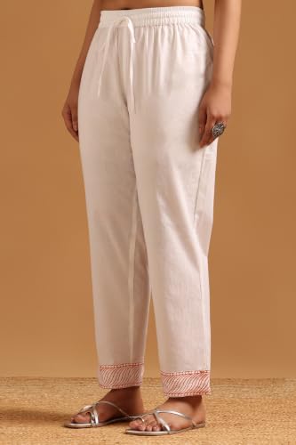 Soch Womens Off White Cotton Botanical Salwar Suit With Bead