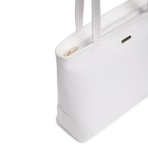 Fastrack Stylish Textured Tote Bag for Women | Trendy Casual Bag for Ladies, Women, Girls | Everyday College Bag Made of High-Quality Faux Leather (White)