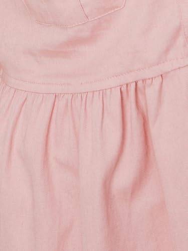 Max Girl's Cotton A-Line Midi Dress (S25EDR04_Pink