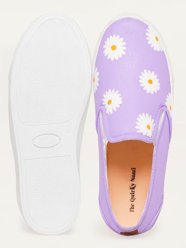 THE QUIRKY NAARI Hello Daisy Slipons with A Beautiful Lavender Design | Purple