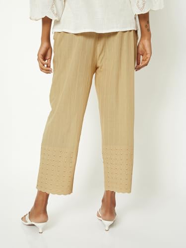 Max Women Embroidered Palazzos (Beige_S)