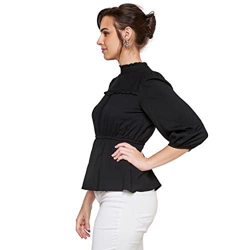 AND Women's Regular Blouse (EE23AB024TTR_BLACK