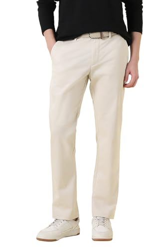Men Beige Solid Casual Trousers