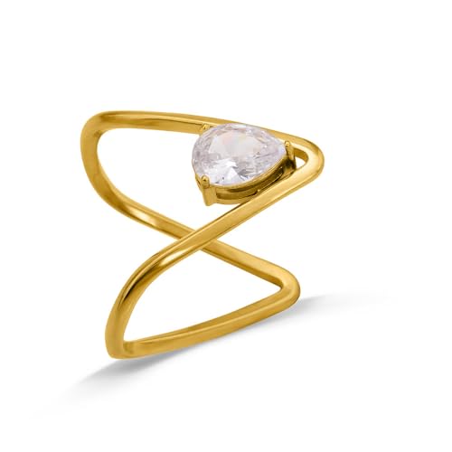 PALMONAS Trendy Vee Ring (Size-6) for Womens - Waterproof & Anti-Tarnish