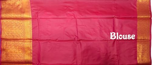 VFCollections Women's Traditional Handloom Kanchipuram Silk Pure Pattu Sarees | Rich Zari Woven Design | Unstitched Blouse (VFC519-4)