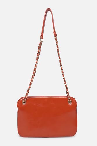 Van Heusen womens Sling Bag with textured single color chain (Rust)