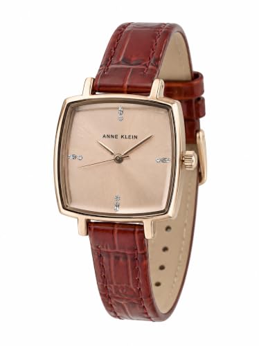 Anne Klein Women's AK-5620RGBY Analog Watch with Leather Band