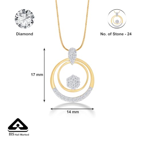 P.N.Gagdil Jewellers 18 Karat Yellow Gold & Diamond Certified Gold Casual Pendant For Women KEN0023P FG/VS