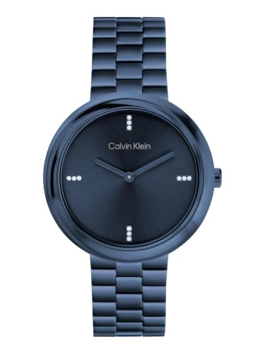 Calvin Klein Twisted Bezel Qtz Basic Slim Blue Round Dial Women's Watch- 25100097