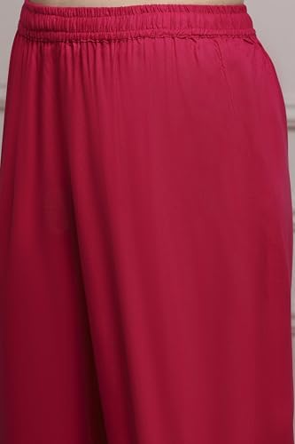 Biba Women Pink Viscose Rayon Straight Printed Suit Set_32