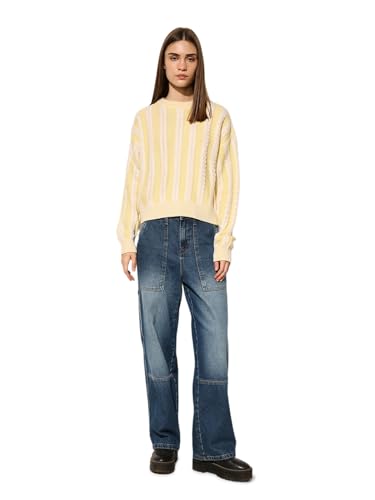 ONLY Women's Acrylic Round Neck Pullover Sweater (9005676- Sunlight