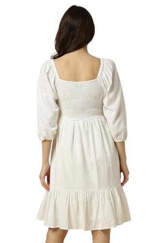 Allen Solly Women White Textured Casual Dress