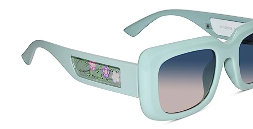 LensKandy Rectangular UV400 Protected Sunglasses for Women with Designer sides | 931-Green