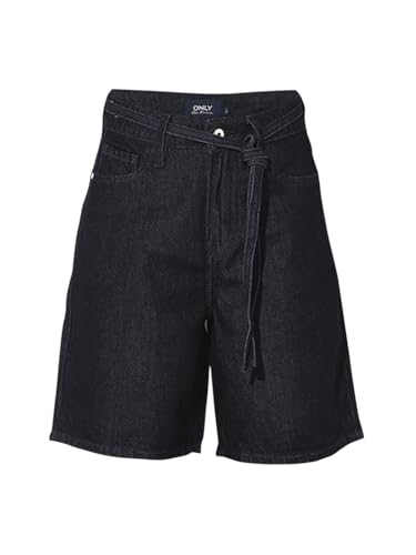 ONLY Women's Solid Regular Fit Mid-Rise Blue Shorts