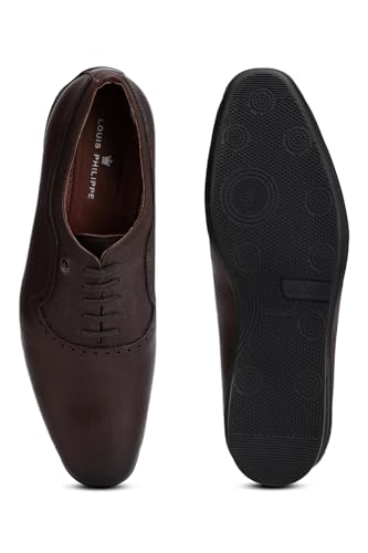 Louis Philippe Mens LPSCCRGIL220023 Brown Formal Leather Oxford Shoes Euro- 41