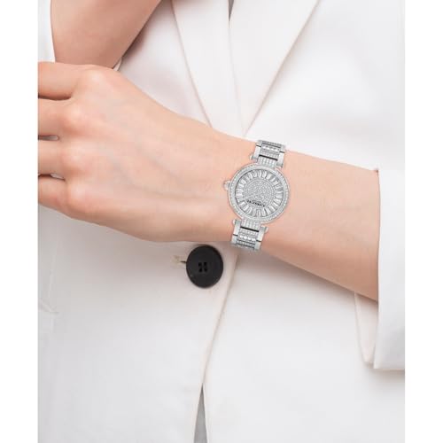Coach Cary Qtz Basic Silver Round Dial Women's Watch|Stainless Steel & Crystals Material|Silver Color Band - 14504267