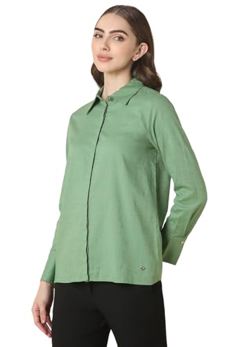Allen Solly Women Green Textured Long Sleeves Shirt
