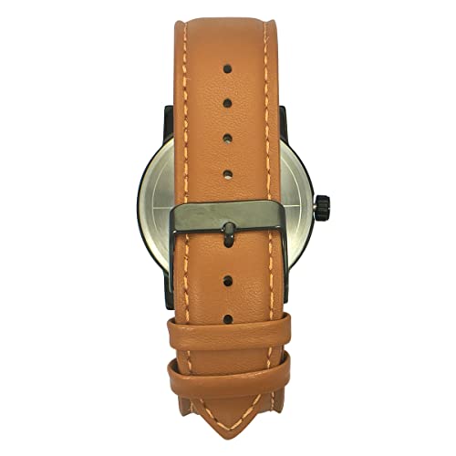 TIMEX Analog Watch for man with Blue Round Dial & Tan Leather Strap Band Water Resistant Men's Wrist Watches - TWHG35SMU04