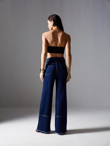 Miss Chase Women's Wide Leg High Rise Regular-Length Stretchable Denim Jeans (MCSS18DEN02-19-318-32, Charlotte Blue, 32)