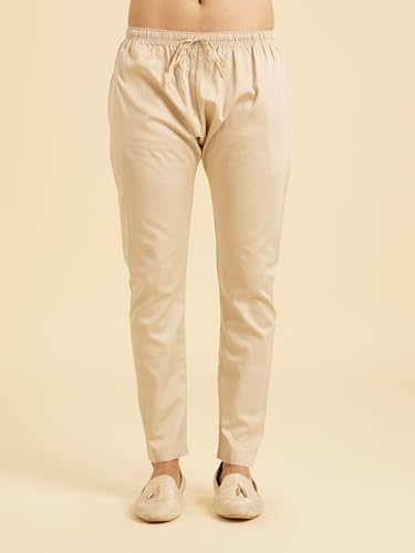 Manyavar Men's Art Silk Printed Kurta Pyjama Set (Rust,XXL)